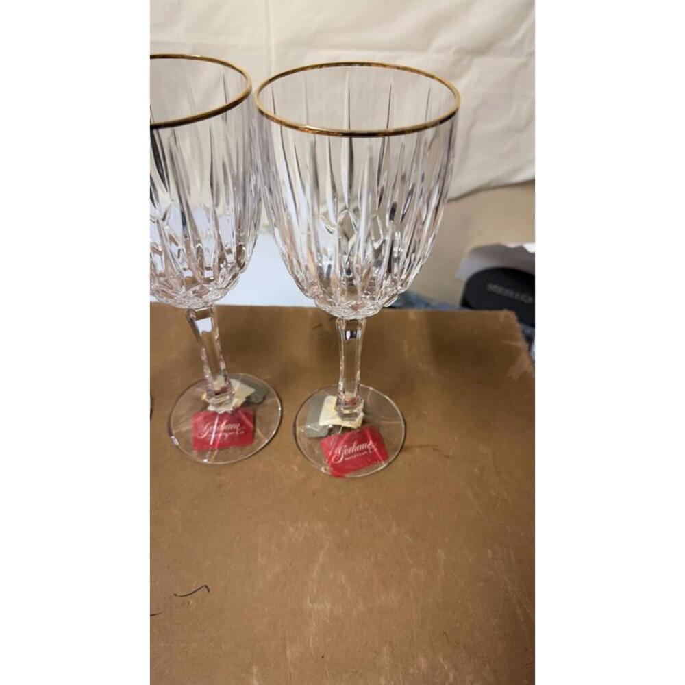 Set of 3‎ Gorham Crystal Wine Glasses with Gold Rim – New with Tags - Picture 10 of 11